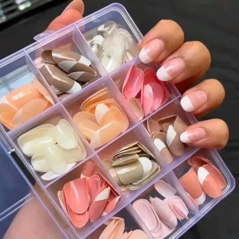 French Tip Nails 144 Pcs Nude Shades Boxed
