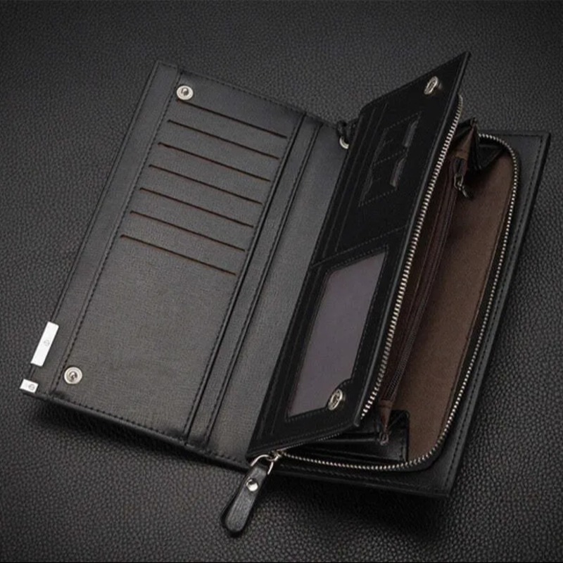 Men's Leather Wallet with 12 Card Slots & Zipper Pocket - thumbnail 3