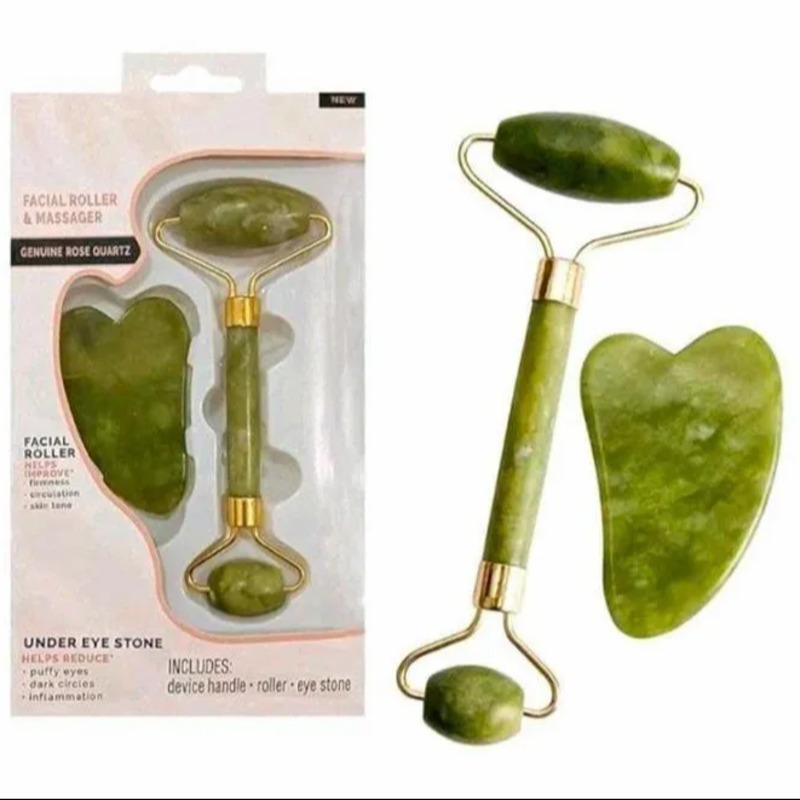 Green Facial Derma Roller with Under Eye Stone