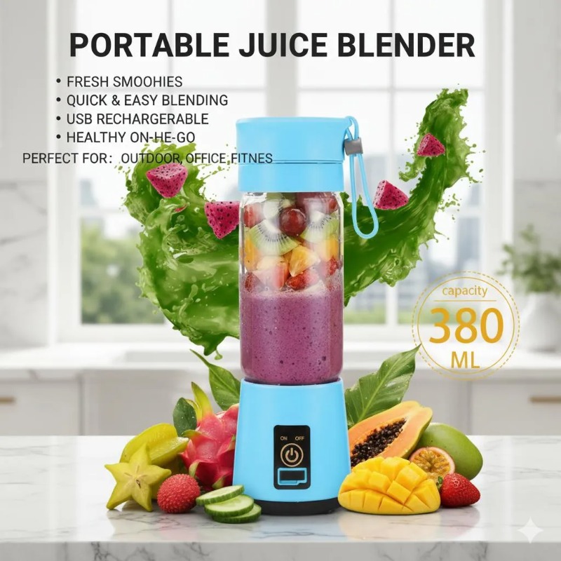 Portable USB Rechargeable Juice Blender Blue - thumbnail 2