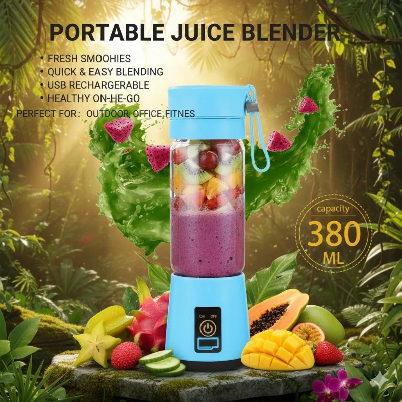 Portable USB Rechargeable Juice Blender Blue - thumbnail 4