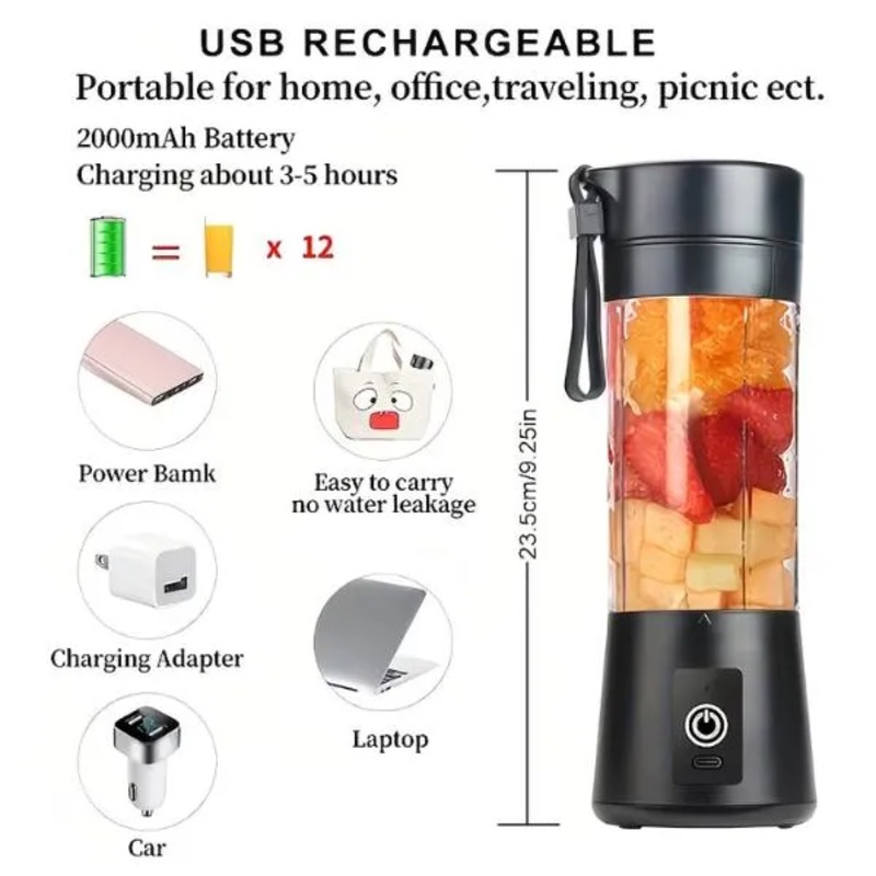 Portable USB Rechargeable Juice Blender Blue - thumbnail 3