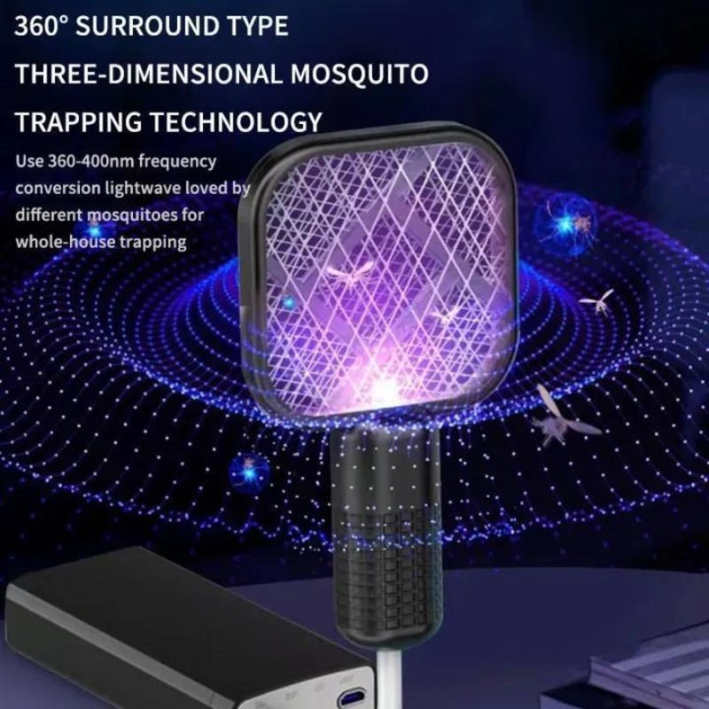 Portable Mosquito Killer Electric Swatter Purple Night Light USB Compatible - thumbnail 5