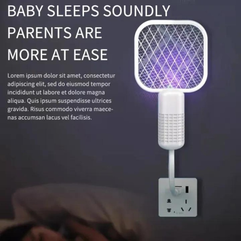 Portable Mosquito Killer Electric Swatter Purple Night Light USB Compatible - thumbnail 7