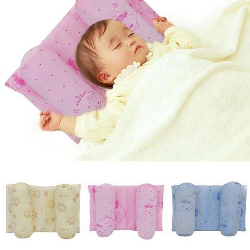 Baby Head Pillow Soft Cotton Pink Blue Beige - thumbnail 4