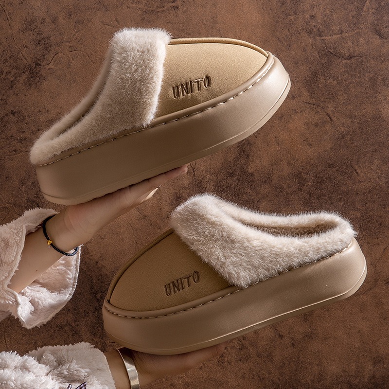 Non-Slip Cotton Slippers for Women Autumn and Winter 2026New Home Warm Plush Indoor Men's Winter Thick-Soled Home