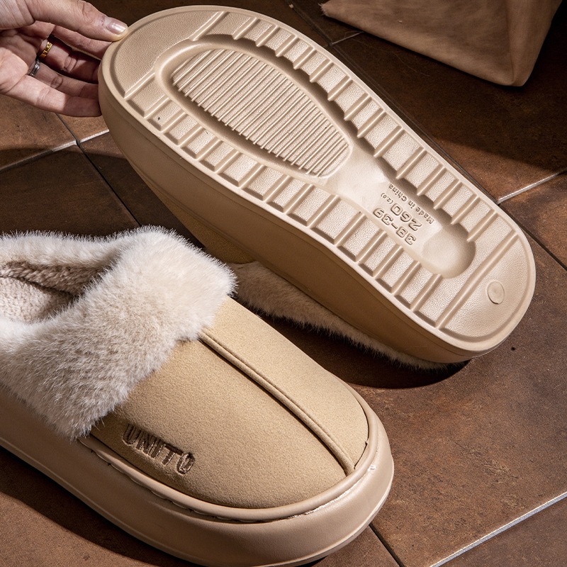 Non-Slip Cotton Slippers for Women Autumn and Winter 2026New Home Warm Plush Indoor Men's Winter Thick-Soled Home - thumbnail 2