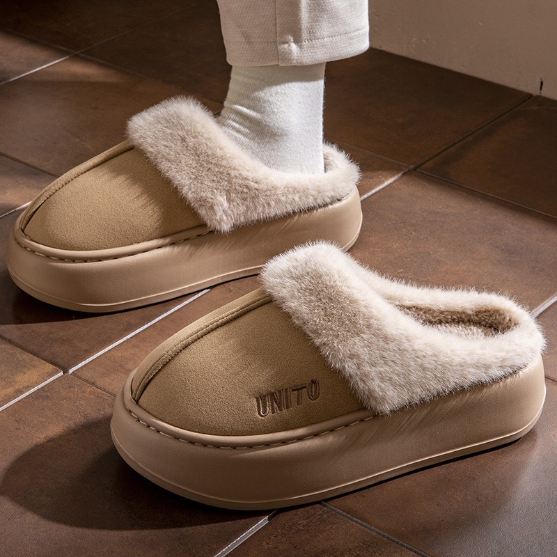 Non-Slip Cotton Slippers for Women Autumn and Winter 2026New Home Warm Plush Indoor Men's Winter Thick-Soled Home - thumbnail 3
