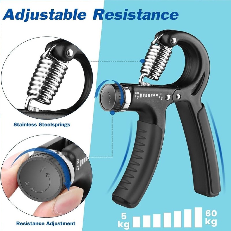 Adjustable Black Hand Gripper 5kg-60kg ABS - thumbnail 2