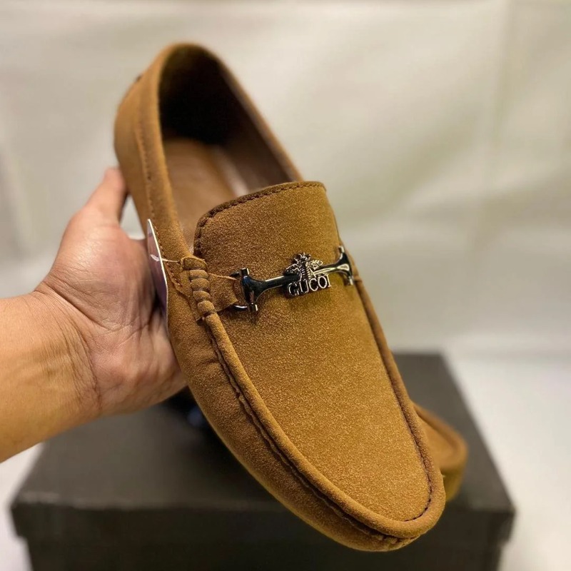 Men Mustard Suede Loafers with Horsebit Detail