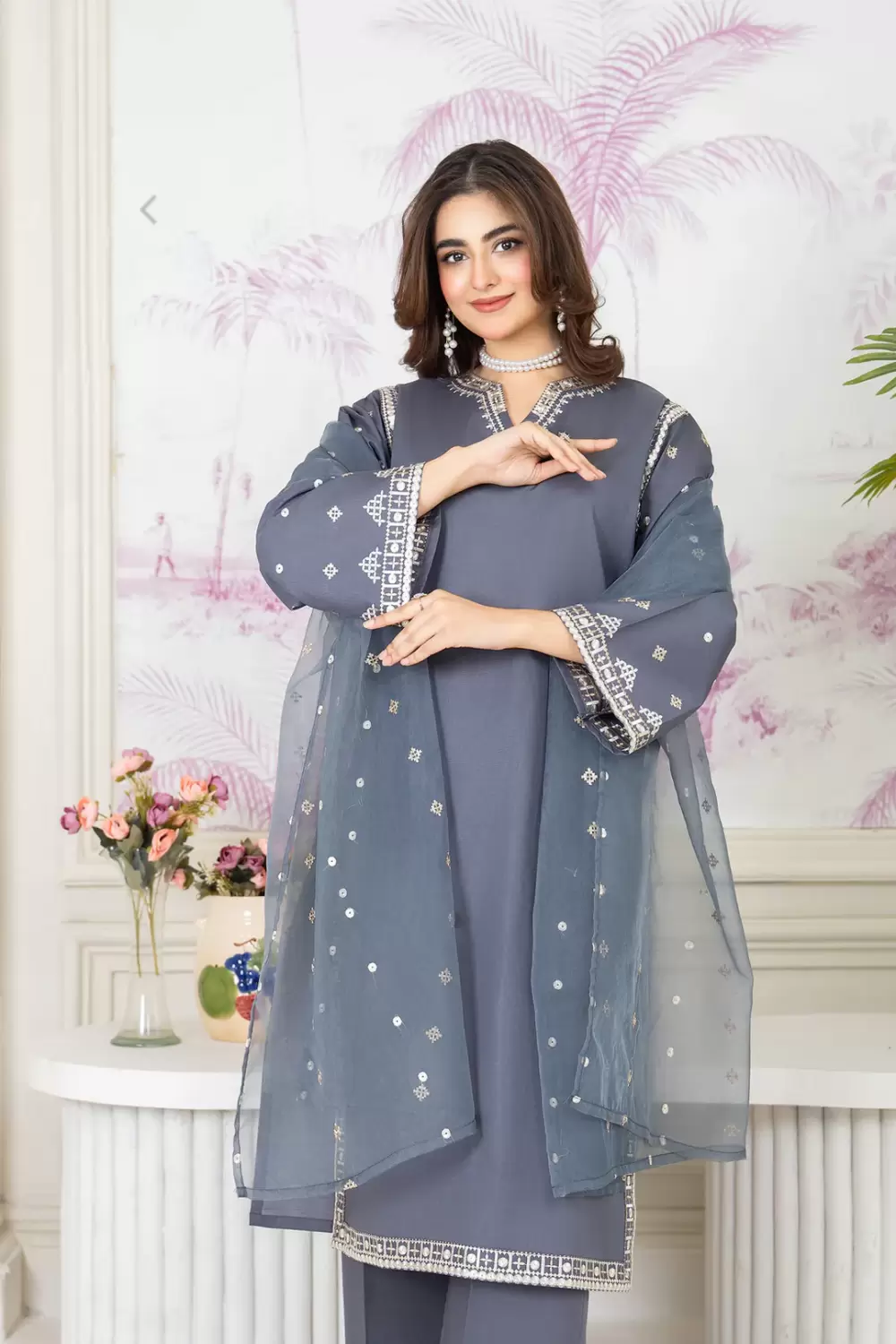 Aseel 3-Piece Embroidered Lawn Suit Dupatta - thumbnail 2