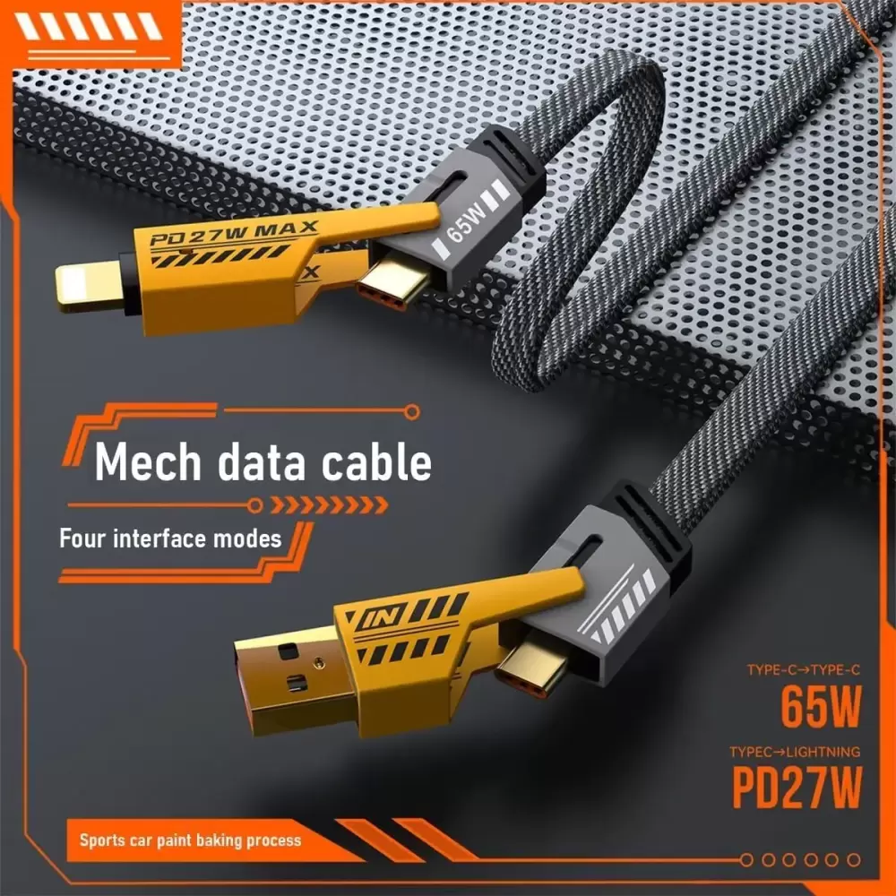 VOOXE 4 in 1 (65W) Fast Charging Data Cable Nylon Braided Magnetic A Port To Type C | Iphone-Cable To USB,USB To C Type,USB A To Iphone Cable, Type C to Laptops (Multipurpose)