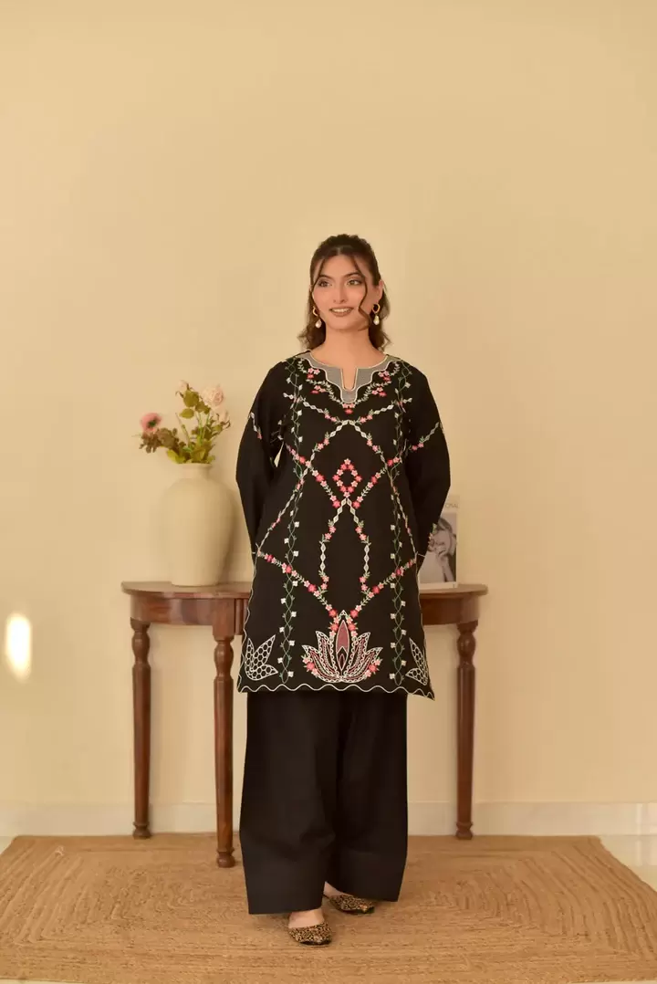 Troop 2-Piece Embroidered Black Lawn STTUF