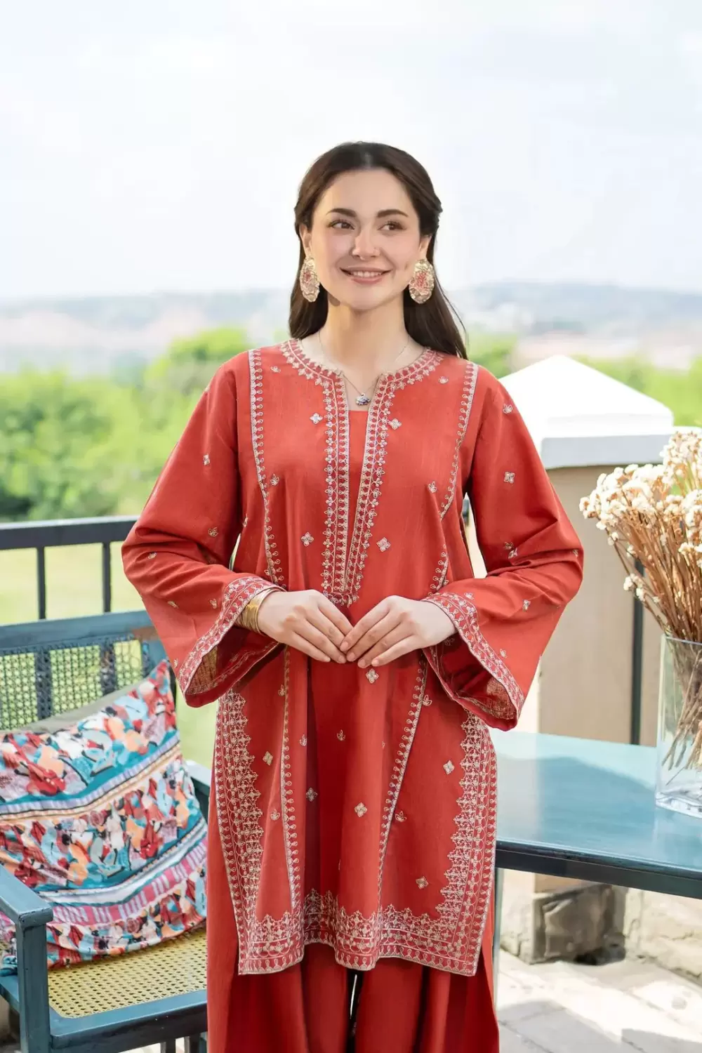 Rust Livia Embroidered 2-Piece Arabic Lawn Set - thumbnail 5