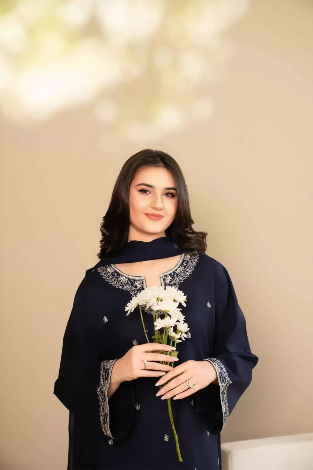 Nura 3-Piece Embroidered Navy Blue - thumbnail 5